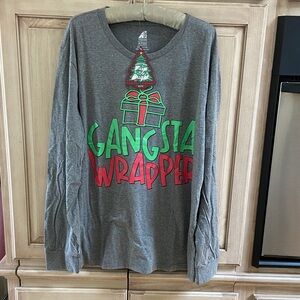 Gray Christmas Graphic womens long sleeve t- Shirt nwt XXL